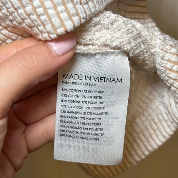 Club Monaco - Casual Simple Gingham Yacht Cream Short Sleeve Knit Top in Size L - Picture 6 of 6